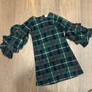 Plaid Ruffle Sleeve Kids Dress
